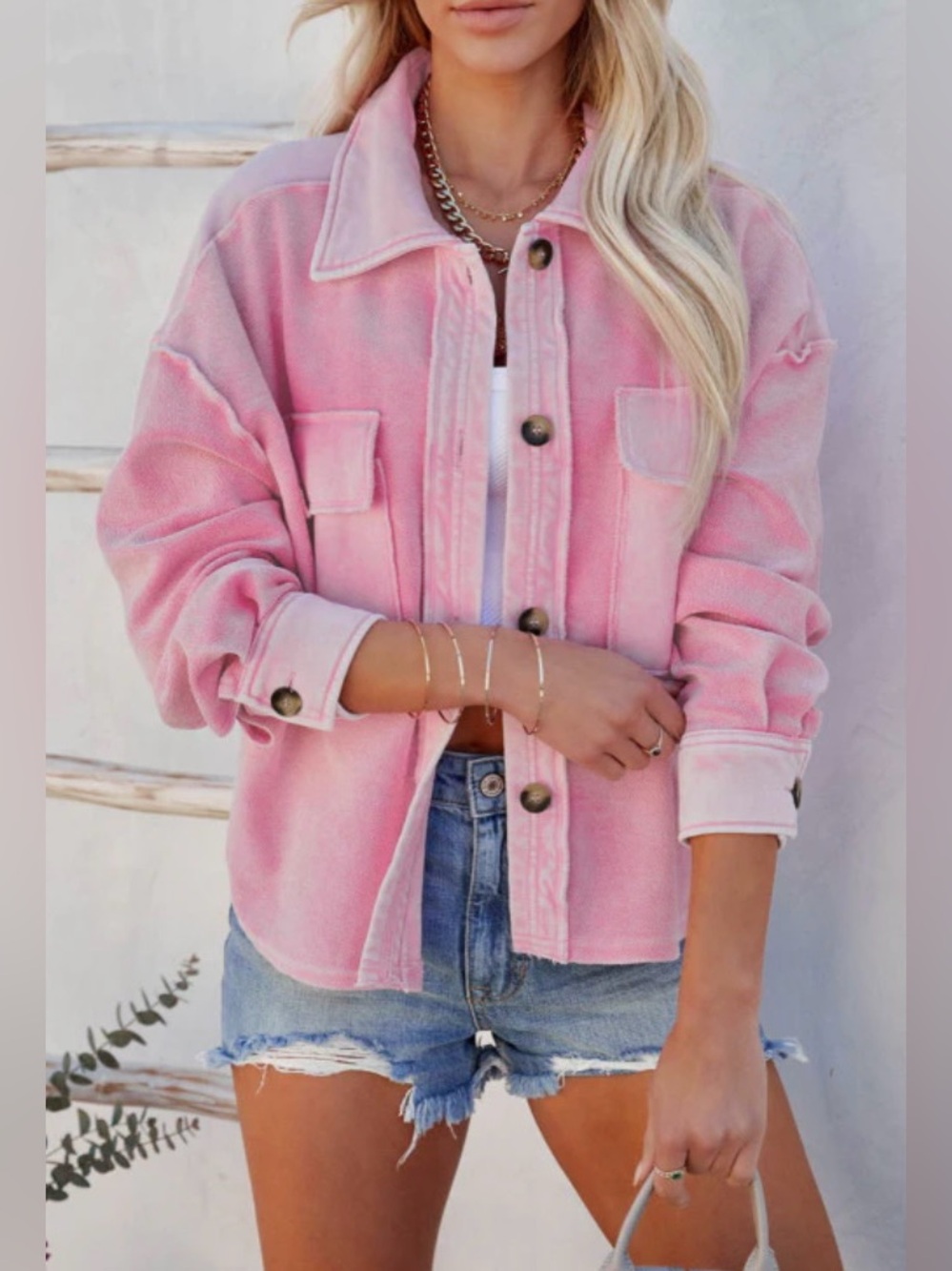 Fate   Women's “Pretty  in Pink” Fleece
Button-Up Shirt Jacket  Large 10/12